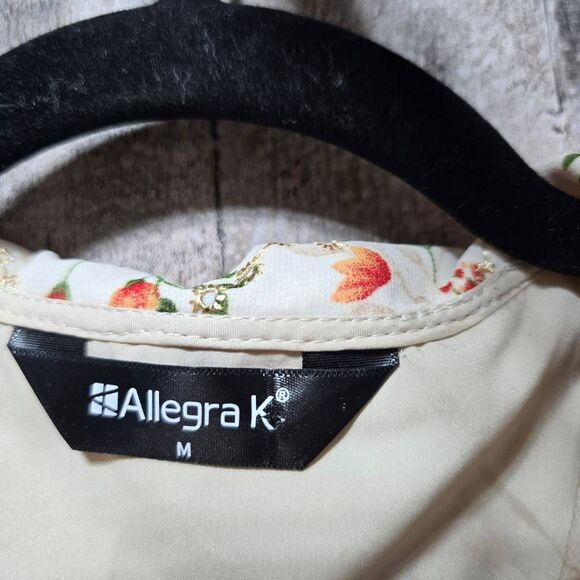 Allegra K Cream Eyelet Embroidered Floral Peter Pan Collar Button Down Blouse - Picture 5 of 6